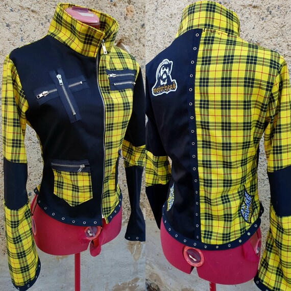 Jacket Veste Punk Red Tartan Skull Psychobilly Rock M tal Goth