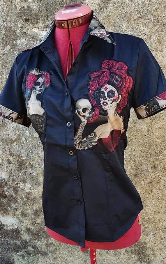 Camisas de mujer psychobilly rockabilly tatuaje cereza - Etsy España