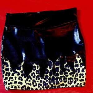 Skirt mini jupe punk leopard psychobilly rockabilly pin up tattoo goth zébré horror monster Frankenstein zombie halloween dracula mini skirt