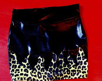 Skirt mini jupe punk leopard psychobilly rockabilly pin up tattoo goth zébré horror monster Frankenstein zombie halloween dracula mini skirt