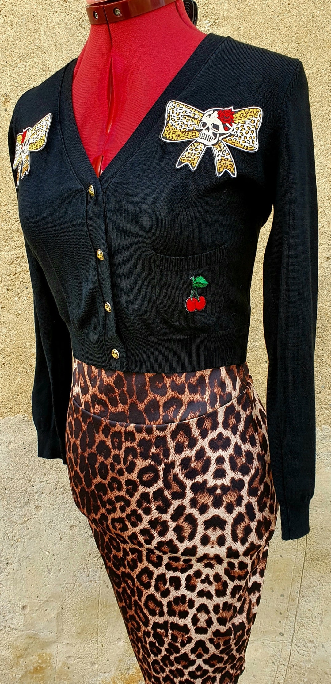 Jupe Crayon Leopard / Zebre Rockabilly Pinup - Taille 38, Coton, NEUF Avec étiquettes