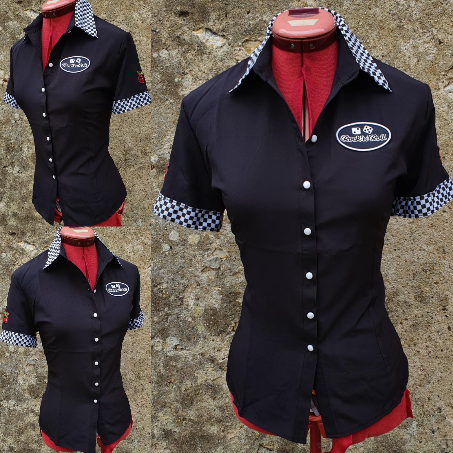 Top Rockabilly Pin-up – Motif Léopard, Crâne, Marin, Pois – Taille S – Denim – Neuf Avec étiquettes