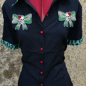 Pin up dress claudine  rockabilly sailor nautical anchor marin cerise pois rétro vintage psychobilly leopard skull skeleton horror zombie