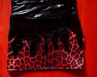 Skirt mini jupe punk leopard psychobilly rockabilly pin up tattoo goth zébré horror monster Frankenstein zombie halloween dracula mini skirt