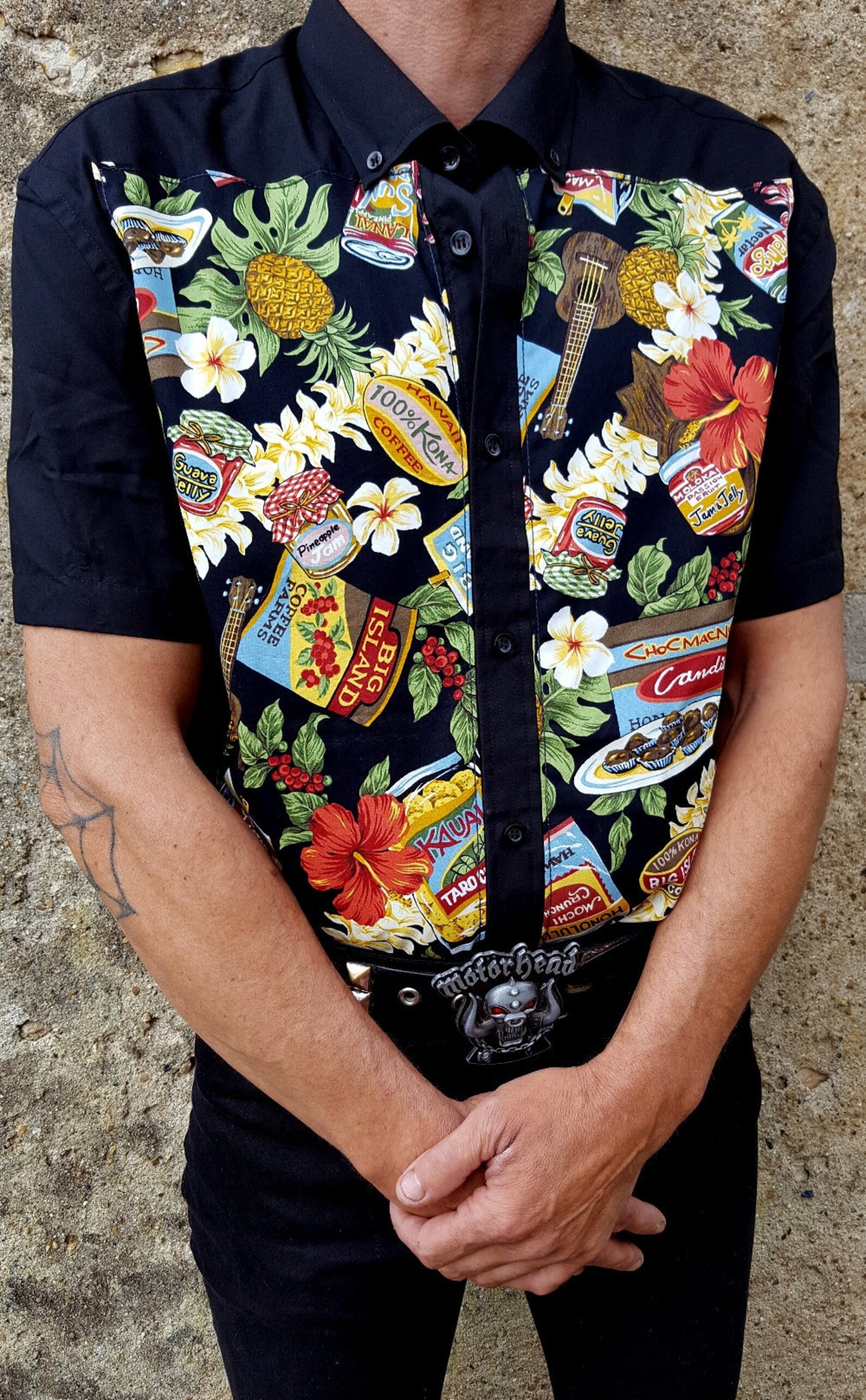 Chemise Homme Rockabilly Psychobilly - Motif Tartan, Thème Punk, Crâne, Hot Rods, Neuf
