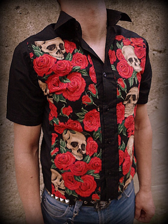 Premedicación Abundantemente Premonición Hombres de trabajo camisa calaveras rosas azúcar - Etsy México