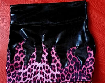Skirt mini jupe punk leopard psychobilly rockabilly pin up tattoo goth zébré horror monster Frankenstein zombie halloween dracula mini skirt