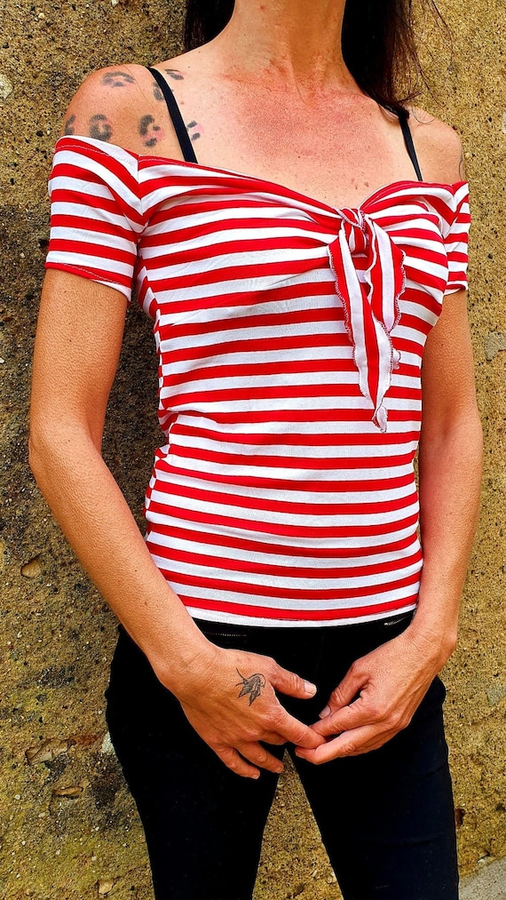 Top Rockabilly Pinup En Denim - Motif Léopard, Crâne, Marin, Taille M