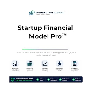 Startup Financial Model | 3-Year Forecast, Cash Flow Projection (Digital Download)