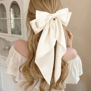Oversized Satin Bow Hair Clip, French-Inspired Ribbon Accessory (2-Piece Set)