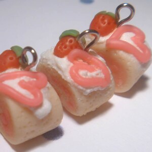 Kawaii Strawberry Jelly Roll Charm: Polymer Clay Keychain, Lanyard, or Zipper Pull