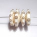 IVORY Wheel Handmade Glass Lampwork BEAD Ivory Brown Disc Shape Set of 4