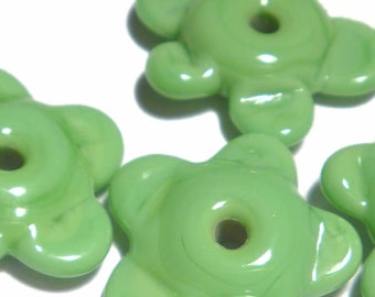 Spring Green Lampwork Flower Beads: Handmade Glass Set of 5