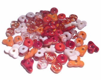 VALENTINES DAY MIX - Handmade Glass Lampwork Beads - Red Pink Coral  - Set of 20