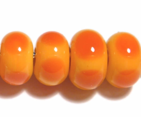 YELLOW ORANGE Rondelles Handmade Glass Lampwork BEADS Yellow with Ora…