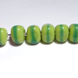 Lime Green Lampwork Glass Beads: Handmade Triangle Set of 6
