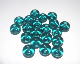 Teal Glass Seed Beads: Handmade Lampwork Tiny Beads (Set of 20)
