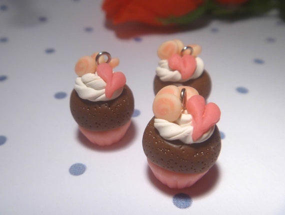 Polymer Clay Valentine Cupcake Charm