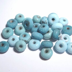 Matte Blue Lampwork Seed Beads: Handmade Aqua Turquoise Glass, Set of 20