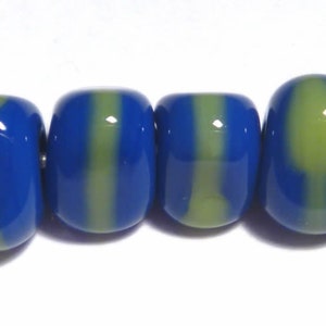 Cobalt Blue Lampwork Glass Beads: Handmade Triangle Set of 6