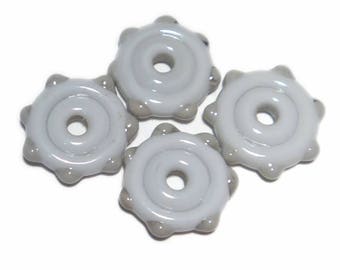 Dove Grey Lampwork Glass Beads: Handmade Disc Set of 4