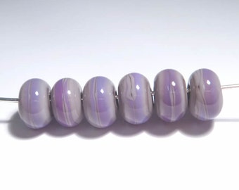 Handmade Purple Lampwork Rondelle Beads: Set of 6