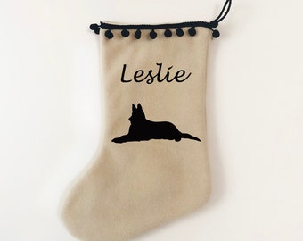 German Shepherd Christmas Stocking, Dog Christmas Decor