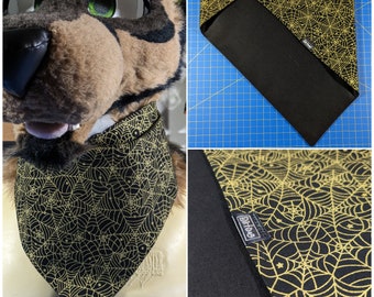 HALLOWEEN Fursuit Bandana - Golden Spiderwebs