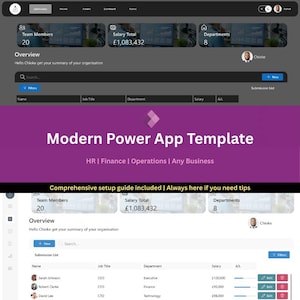 Microsoft Power Apps Canvas Template - Modern, Navigation, Dark/Light Mode & Icon Library