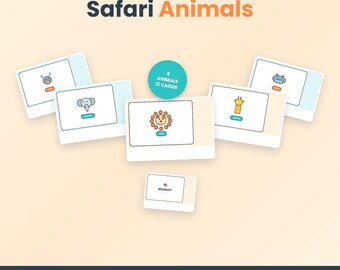 Safari Animal Matching Cards for Kids (Digital Download)