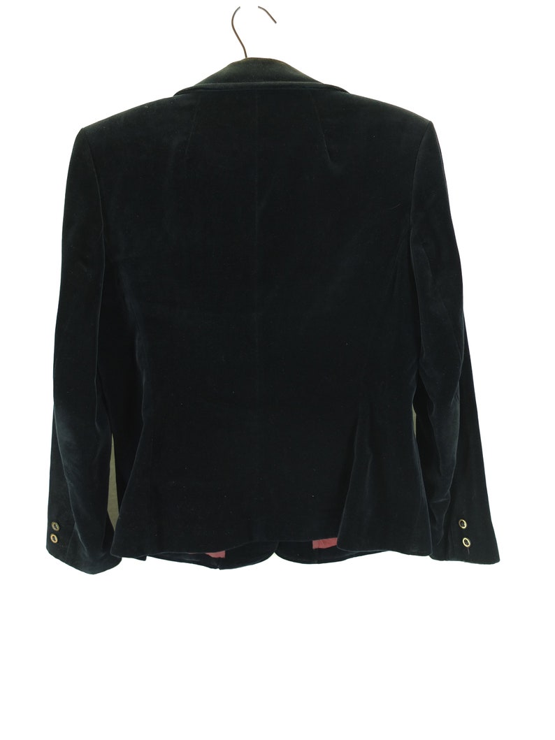 Vintage Midnight Blue Velvet Blazer Tailored Jacket Size 12UK 8US