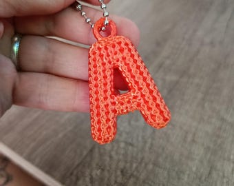 Personalized Keyring Initial A-Z | Knitted-Look Letter | 3D Print | Gift for Him & Her | Bag Charm