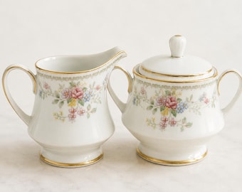 Vintage Noritake Memory 2882 Floral Creamer and Sugar Bowl Set