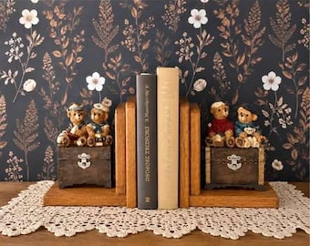 Vintage Teddy Bear Treasure Chest Bookends