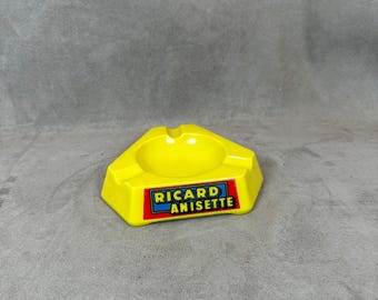 Ricard cendrier de bar triangulaire cendrier jaune en verre Vintage 1960