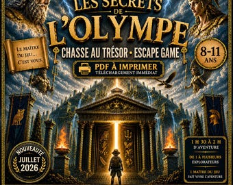Chasse au trésor anniversaire enfant à imprimer, Escape Game mythologie grecque, activité PDF personnalisable, 8-11ans, clé en main, jeu PDF