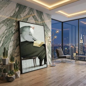 Elderly Man Reading Old Book Canvas, Vintage Literature Wall Art, Intellectual Study Decor