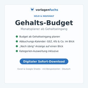 Salary Budget Excel & Google Sheets | Monthly Budget by Paycheck + Direct Debit Calendar | Household Budget in German | Instant Download