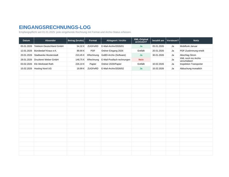 E-Invoice Preparation Kit | Roadmap 2026–2028 & Incoming Invoice Log | For Small Businesses | Instant Download image 4