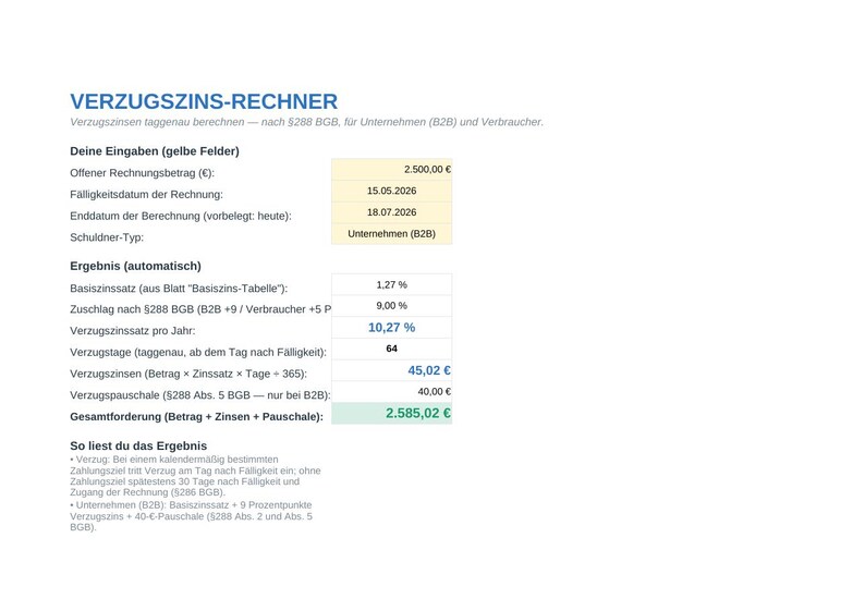 Kit de relance (Excel et Word) | Avis de relance, rappel de paiement et calculateur d'intérêts de retard | Pour les travailleurs indépendants | Téléchargement instantané image 4