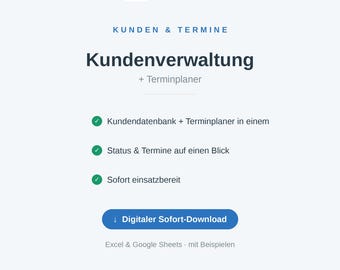 Customer Management Excel Template | CRM for Small Businesses and Freelancers | Customer Database + Appointment Planner | Instant Download