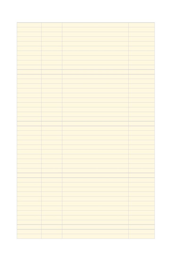May include: A rectangular sheet of cream-colored paper featuring a grid of thin, horizontal lines spanning the entire width. The paper is divided into four vertical columns by three distinct vertical lines, creating a structured layout for writing.