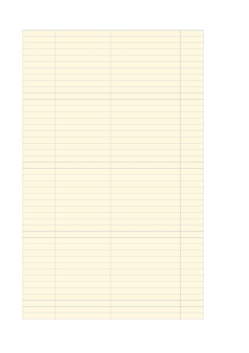 K&ouml;nnte beinhalten: Ein rechteckiges Blatt cremefarbenes Papier mit einem Rasterlayout aus horizontalen Linien und vertikalen Spalten. Das Design umfasst einen breiten linken Bereich und einen schmaleren rechten Bereich f&uuml;r eine strukturierte Schrift.