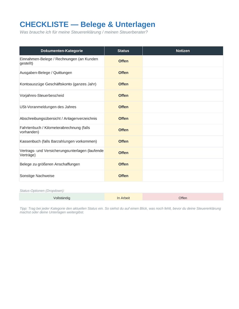 Tax Checklist (Excel) | Receipt Organizer for Small Businesses and Freelancers | Prepare Your Tax Return | Instant Download image 3
