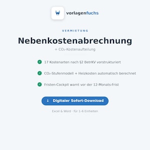 Beräkning av elräkningar i Excel | Driftskostnader + CO2-kostnadsfördelning och tidsfristkontroll | För privata hyresvärdar | Direkt nedladdning bild 1
