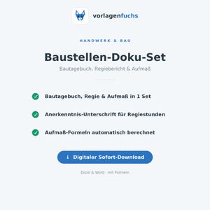 Construction Diary, Site Report & Measurement Excel Set | Securely Bill Construction Site Documentation + Site Hours | For Tradespeople | Instant Download