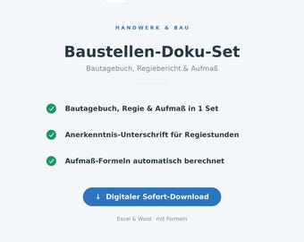 Construction Diary, Site Report & Measurement Excel Set | Securely Bill Construction Site Documentation + Site Hours | For Tradespeople | Instant Download