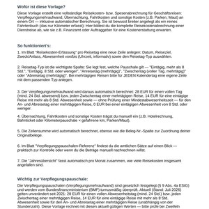 Excel-mall för resekostnadsrapport | Utgiftsrapport för frilansare | Automatisk måltidsersättning | Direkt nedladdning bild 5