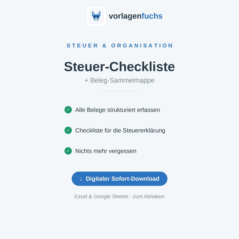 Tax Checklist (Excel) | Receipt Organizer for Small Businesses and Freelancers | Prepare Your Tax Return | Instant Download image 1