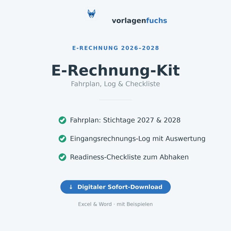 E-Invoice Preparation Kit | Roadmap 2026–2028 & Incoming Invoice Log | For Small Businesses | Instant Download image 1
